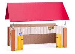 Woody Statek se třemi budovami a podložkou dřevěný