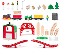 Woody Vláčkodráha dřevěná Farma 60 ks