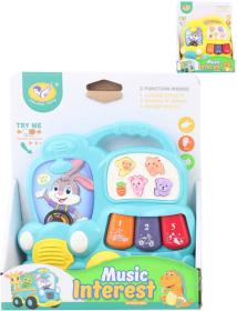 Zábavné piánko baby autobus 15cm na baterie Zvuk 2 barvy plast