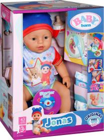 Zapf Creation ZAPF BABY BORN Panenka Jonas 43cm miminko s 10 funkcemi set s doplňky