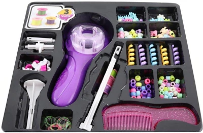 Zaplétání korálků do vlasů kadeřnický dětský set s hřebenem na baterie
