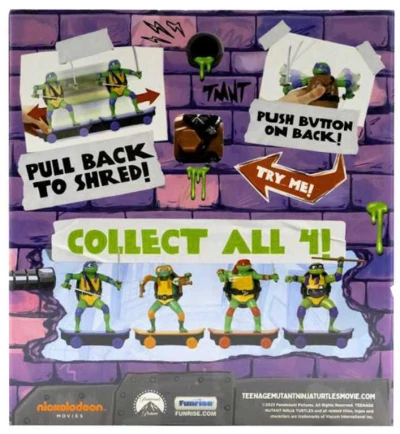 Želvy Ninja Sewer Shredders akční figurka na skateboardu zpětný chod 4 druhy