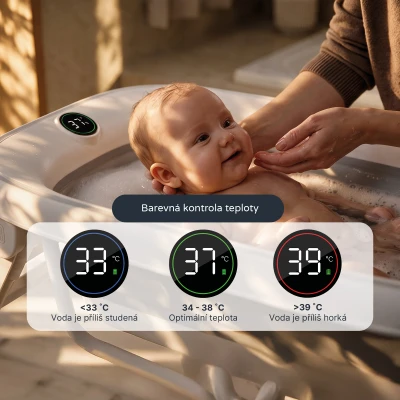 Zopa Dětská skládací vanička Aquasense s teploměrem a stojanem Grey