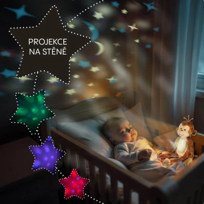 Zopa Plyšový usínáček s projektorem a melodiemi Monkey