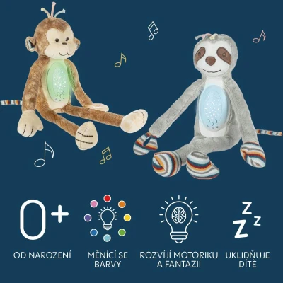 Zopa Plyšový usínáček s projektorem a melodiemi Monkey