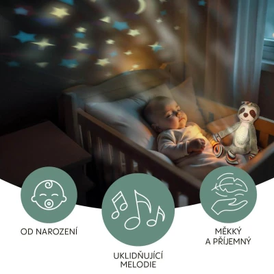 Zopa Plyšový usínáček s projektorem a melodiemi Raccoon