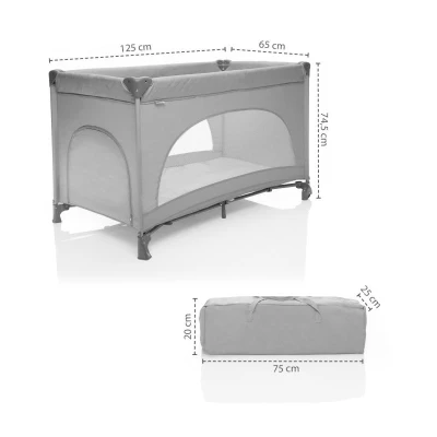 Zopa Postýlka skládací Lely Silver Grey