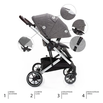 Zopa Set kočárek Quest+ korba+ adaptéry Tornado Grey/Silver