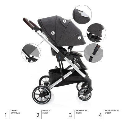 Zopa Set kočárek Quest+ korba+ adaptéry Vulcan Black/Silver