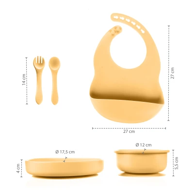 Zopa Silikonová dětská jídelní sada Mustard Yellow