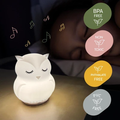 Zopa Silikonová LED noční lampička s hudbou Sova bílá