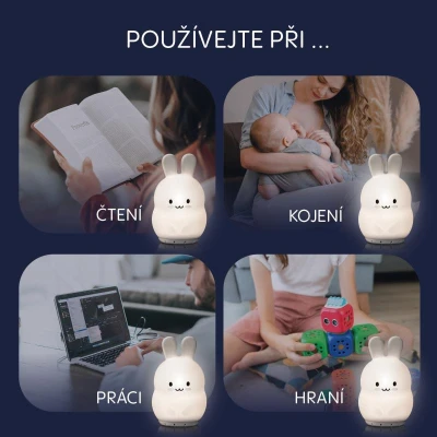 Zopa Silikonová LED noční lampička s hudbou Sova bílá