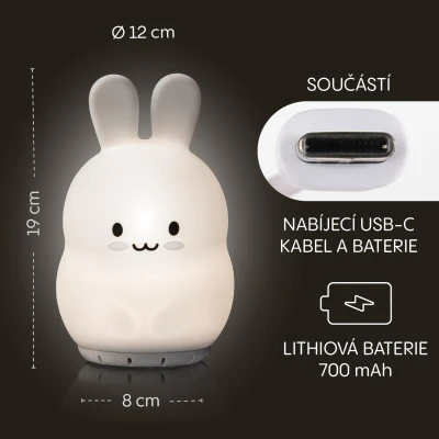 Zopa Silikonová LED noční lampička s hudbou Rabbit