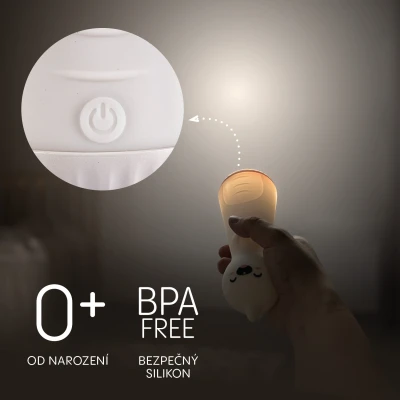 Zopa Silikonové LED noční světlo s baterkou Dino bílé