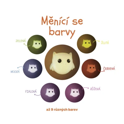 Zopa Silikonové nástěnné noční světlo Owl