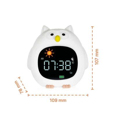 Zopa Silikonový dětský budík s nočním světlem a hudbou Owl