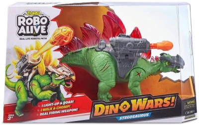 ZURU Robo Alive Stegosaurus chodí střílí svítí ve tmě na baterie Světlo Zvuk