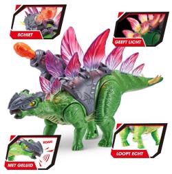 ZURU Robo Alive Stegosaurus chodí střílí svítí ve tmě na baterie Světlo Zvuk