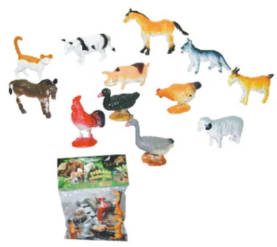 Zvířata domácí farma 4-6cm plastové set 12ks v sáčku Zvířata domácí farma 4-6cm plastové set 12ks v sáčku