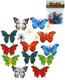 Zvířata motýli 7-8cm plastové figurky zvířátka mix set 12ks v sáčku