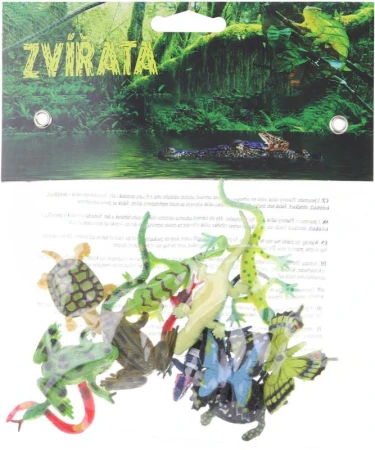 Zvířata z pralesa 4cm plastové figurky zvířátka divoká set 12ks v sáčku