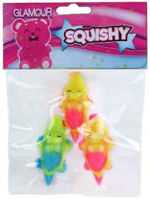 Zvířátko strečové antistresové s flitry set 3ks krokodýl / ryba 2 druhy