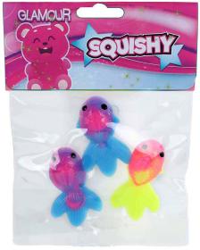 Zvířátko strečové antistresové s flitry set 3ks krokodýl / ryba 2 druhy