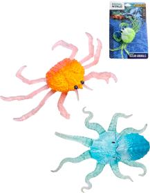 Zvířátko vodní mořské natahovací 2 druhy 2 barvy plast/silikon