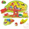 Bino DŘEVO Baby puzzle veselá zvířátka 12 dílků vkládačka strom