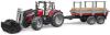 Bruder 02046 (2046) Set traktor nakladač Massey Ferguson 7480 + přepravník s kládami