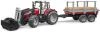 Bruder 02046 (2046) Set traktor nakladač Massey Ferguson 7480 + přepravník s kládami