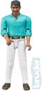Bruder 60003 Figurka muž bílé kalhoty 11cm tmavá pleť plast