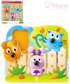 Hape DŘEVO Baby puzzle vkládací s úchyty domácí zvířátka 3 dílky na desce Hape DŘEVO Baby puzzle vkládací s úchyty domácí zvířátka 3 dílky na desce