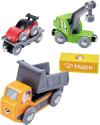 Hape DŘEVO Vláček technická vozidla baby set 4ks na magnet