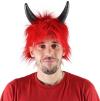 KARNEVAL Paruka čert s rohy červená (karnevalový doplněk)