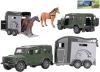 Kids globe Horses auto Land Rover set s přívěsem a koňmi zelený PB kov