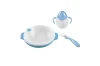 Nuvita Set termotalířku se silikonovou lžičkou a hrnečkem Pastel blue