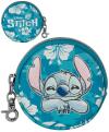 Peněženka dětská Stitch kapesní kulatá na zip s karabinkou
