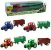 Traktor zemědělský 9cm set s vlečkou 4 druhy v krabici plast Traktor zemědělský 9cm set s vlečkou 4 druhy v krabici plast