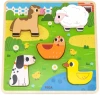Viga DŘEVO Vkládačka Zvířátka farma puzzle vkládací na desce 5 dílků
