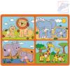 Woody DŘEVO Baby puzzle s úchyty mláďata 4x2 dílky na desce pro miminko