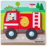 Woody DŘEVO Baby vkládací puzzle auto hasiči skládačka 5 dílků na desce Woody DŘEVO Baby vkládací puzzle auto hasiči skládačka 5 dílků na desce
