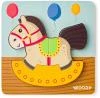 Woody DŘEVO Baby vkládací puzzle koník skládačka 5 dílků na desce