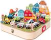 Woody DŘEVO Vláčkodráha Město v rozkládacím kufříku s auty a domy Woody DŘEVO Vláčkodráha Město v rozkládacím kufříku s auty a domy