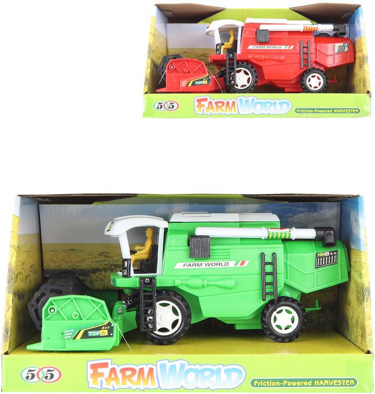 Auto kombajn červený 27cm žací stroj s kombajnistou 2 barvy plast
