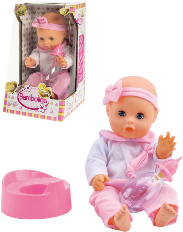Baby panenka miminko Bambolina Amore set s lahvičkou a nočníkem pije čůrá