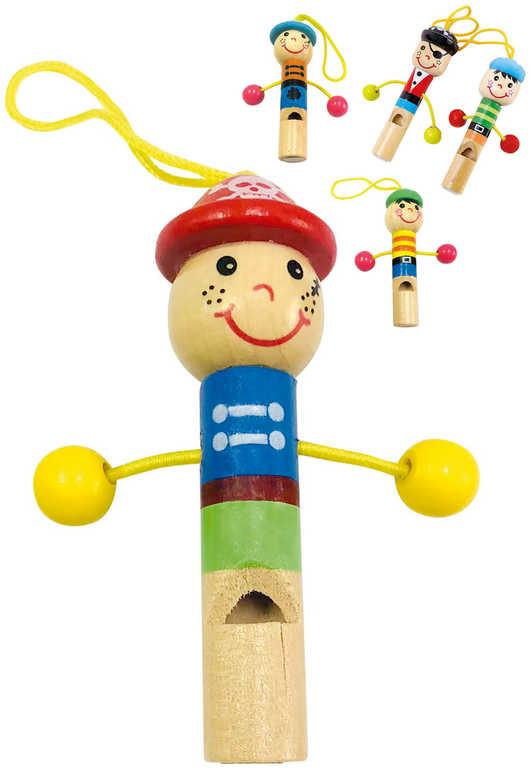 Bino DŘEVO Píšťalka dětská panáček 5 druhů (dřevěná hračka)