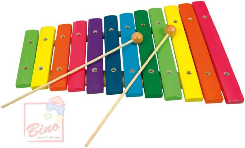 Bino DŘEVO Xylofon 12 tonů (dřevěná hračka)