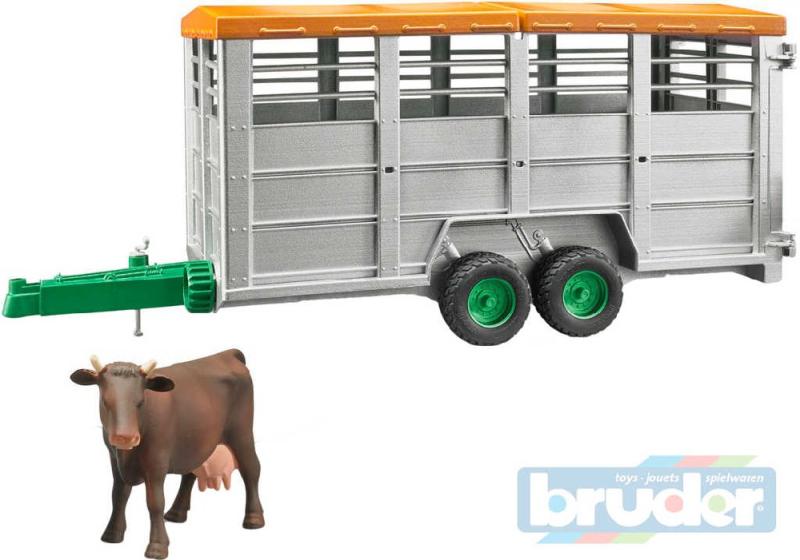 Bruder 02227 (2227) Auto přepravník na zvířata set s figurkou kráva model 1:16 plast