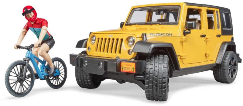Bruder 02543 Auto Jeep Wrangler Rubicon Unlimited set s kolem a cyklistou